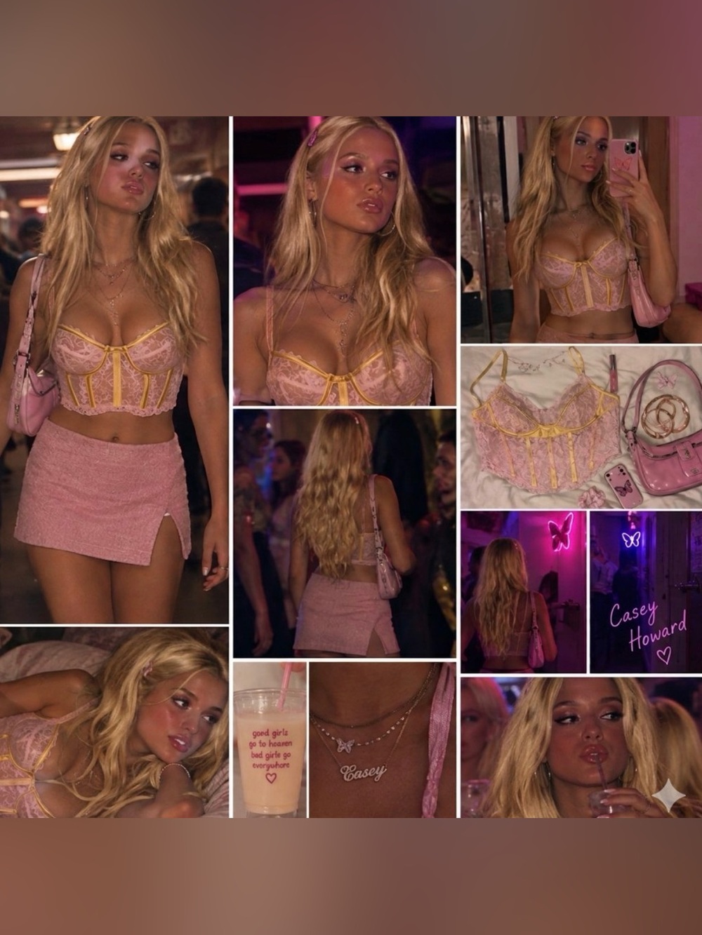 BootayBag | Pink and Yellow Lace Bralette | Size M |Euphoria Cassie Howard Core